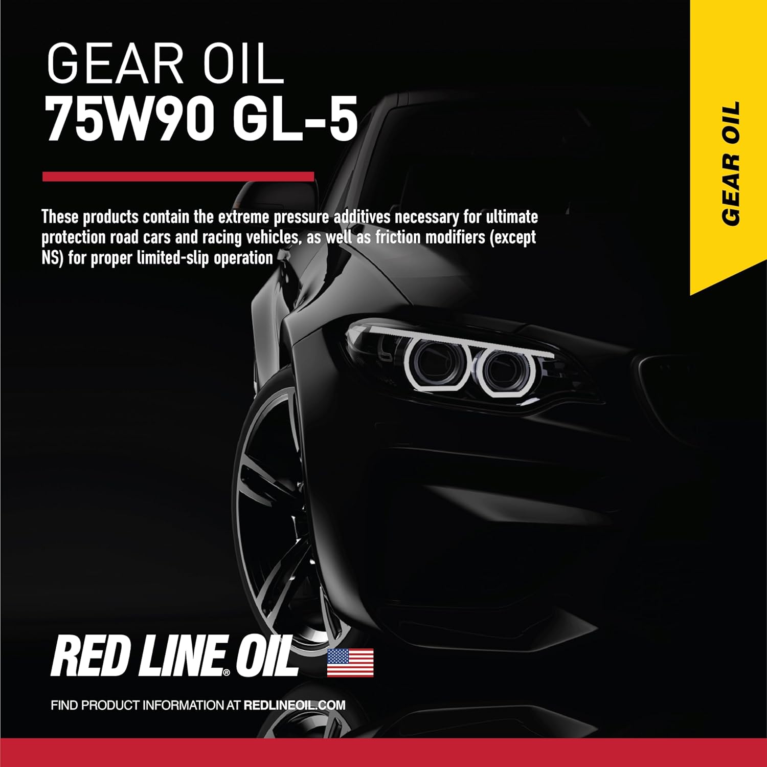 BRAND, CATEGORY, GEAR OILS, RED LINE, Red Line 57904 75W90 GL-5 Synthetic Gear Oil for Hypoid Limited Slip Differentials - 1 Quart (4 Pack)