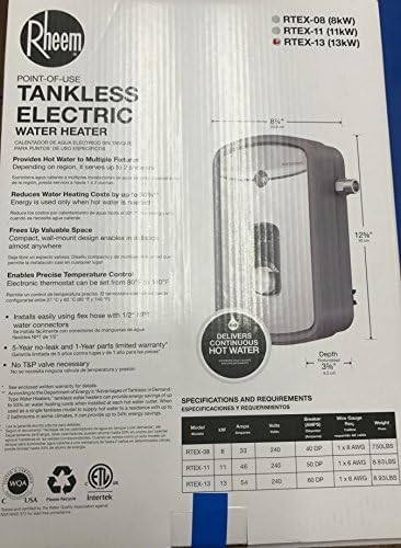 BRAND, CATEGORY, RHEEM, WATER HEATERS, Rheem 240V Heating Chamber RTEX-13 Residential Tankless Water Heater, GRAY