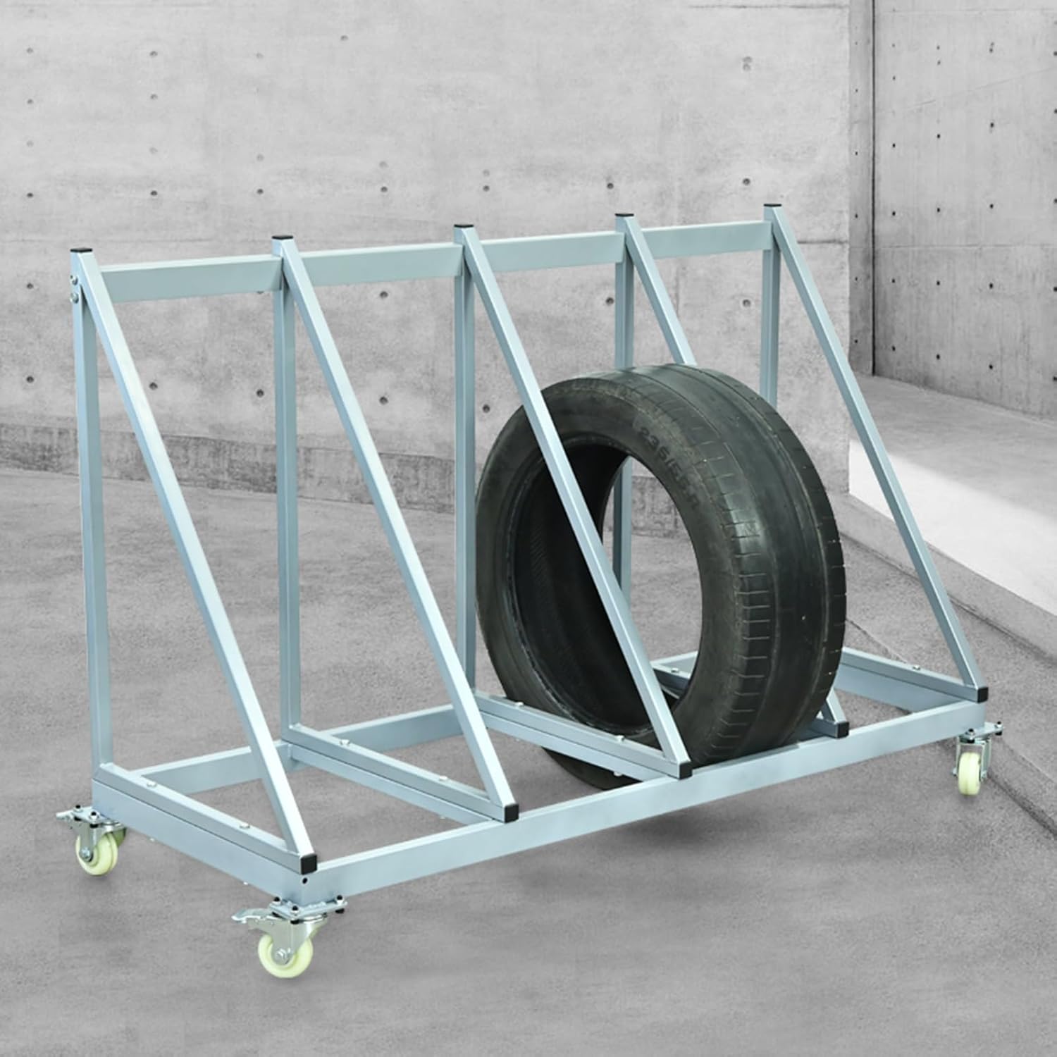 BRAND, CATEGORY, GARAGE STORAGE, LZMZMQ, Rolling Tire Storage Rack, Workshop/Auto Repair Shop Rims Display Holder, Home Commercial Garage Tyre Organizer Cart, Floor Standing, Heavy Duty Iron Frame