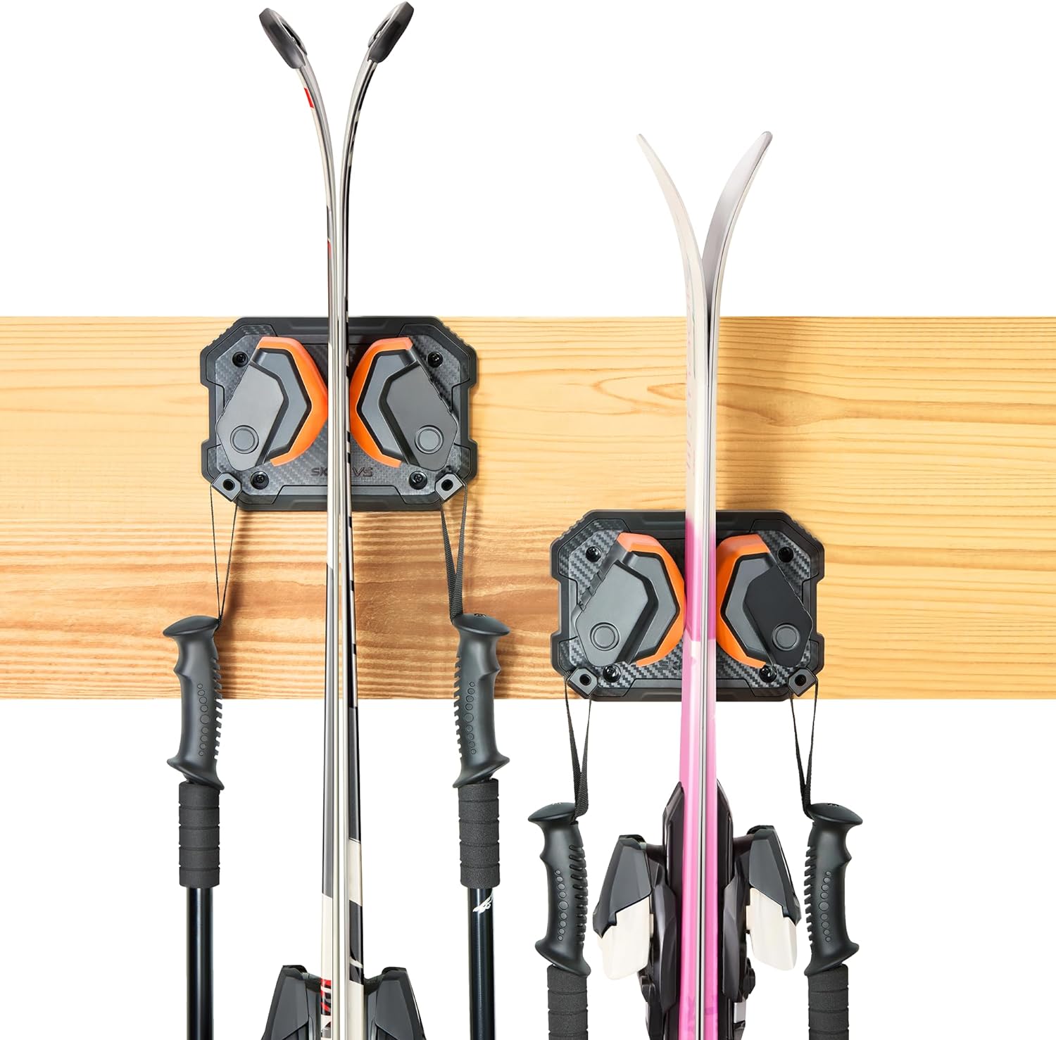 BRAND, CATEGORY, INDOOR SKI STORAGE, SKIFAVS, Ski Wall Mount Space-Saving, Ski and Snowboard Wall Storage Rack for Garage Wall Fits Any Ski/Snowboard Display, Ski Rack Damage-Free Ski Holders Organize Skis Long-Term Storage Gifts for men