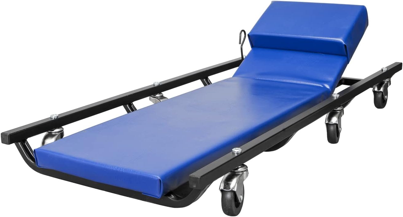 BRAND, CATEGORY, CREEPERS, TCE, TCE ATR6452U Torin Rolling Garage/Shop Creeper: 40" Padded Mechanic Cart with Adjustable Headrest and 6 Casters, Blue