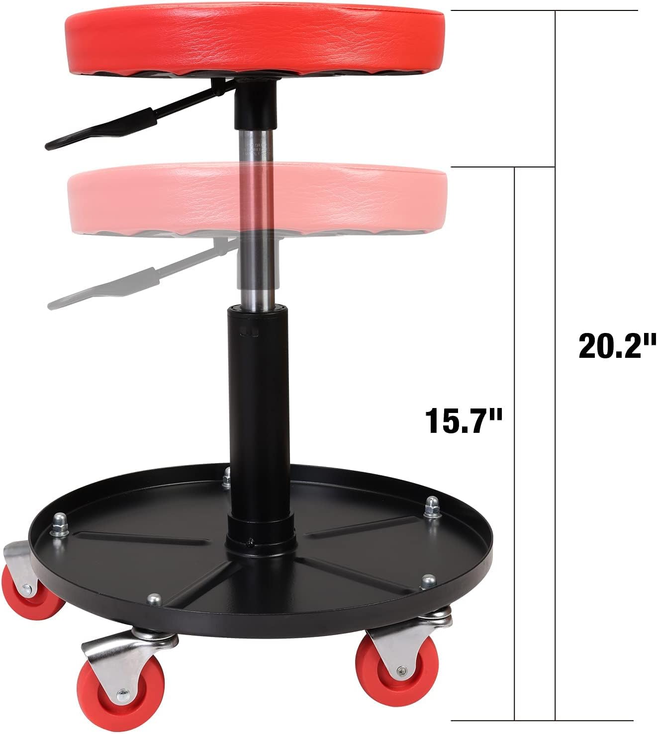 BRAND, CATEGORY, CREEPERS, TCE, TCE Duty Rolling Pneumatic Creeper Garage/Shop Seat: Padded Adjustable Mechanic Stool with Tool Tray Storage, Red,ATRHL6201U