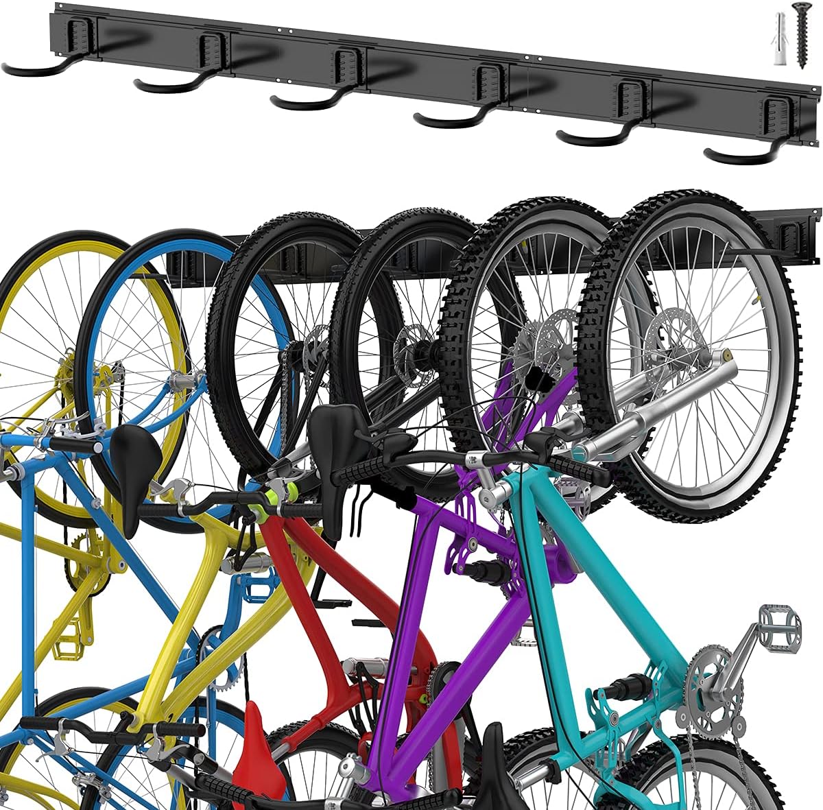 BIKE RACKS & STANDS, BRAND, CATEGORY, TORACK, TORACK Bike Storage Rack with Shelf, 6 Bike Hangers for Garage Home Shed, Space Saving Bike Wall Mount Vertical, Holds Up to 600 LBS