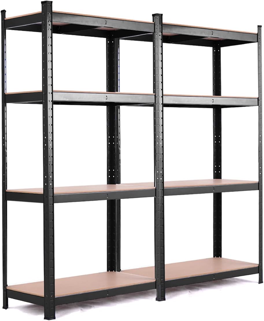 BRAND, CATEGORY, TANGKULA, UTILITY SHELVES, Tangkula Metal Storage Shelves, 63" Heavy Duty Steel Frame, Home Garage Multi-Use Storage Rack with Adjustable Shelves, 4-Tier Garage Shelf (32" L×16" W ×63" H) (3, Black)