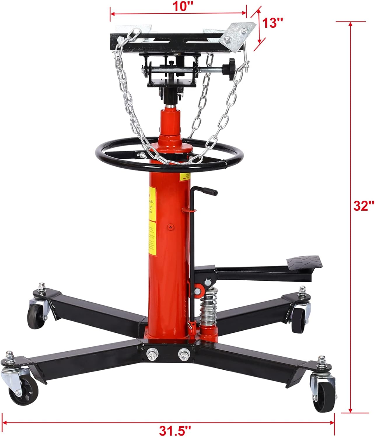 BRAND, CATEGORY, ENTCOOK, TRANSMISSION JACKS, Transmission Jack, 1660lbs Hydraulic Telescoping Transmission Jack, 32"-70" High Lift Floor Jack Stand with Foot Pedal, 360° Swivel Wheels, 2-Stage Garage/Shop Lift Hoist Yellow Kids