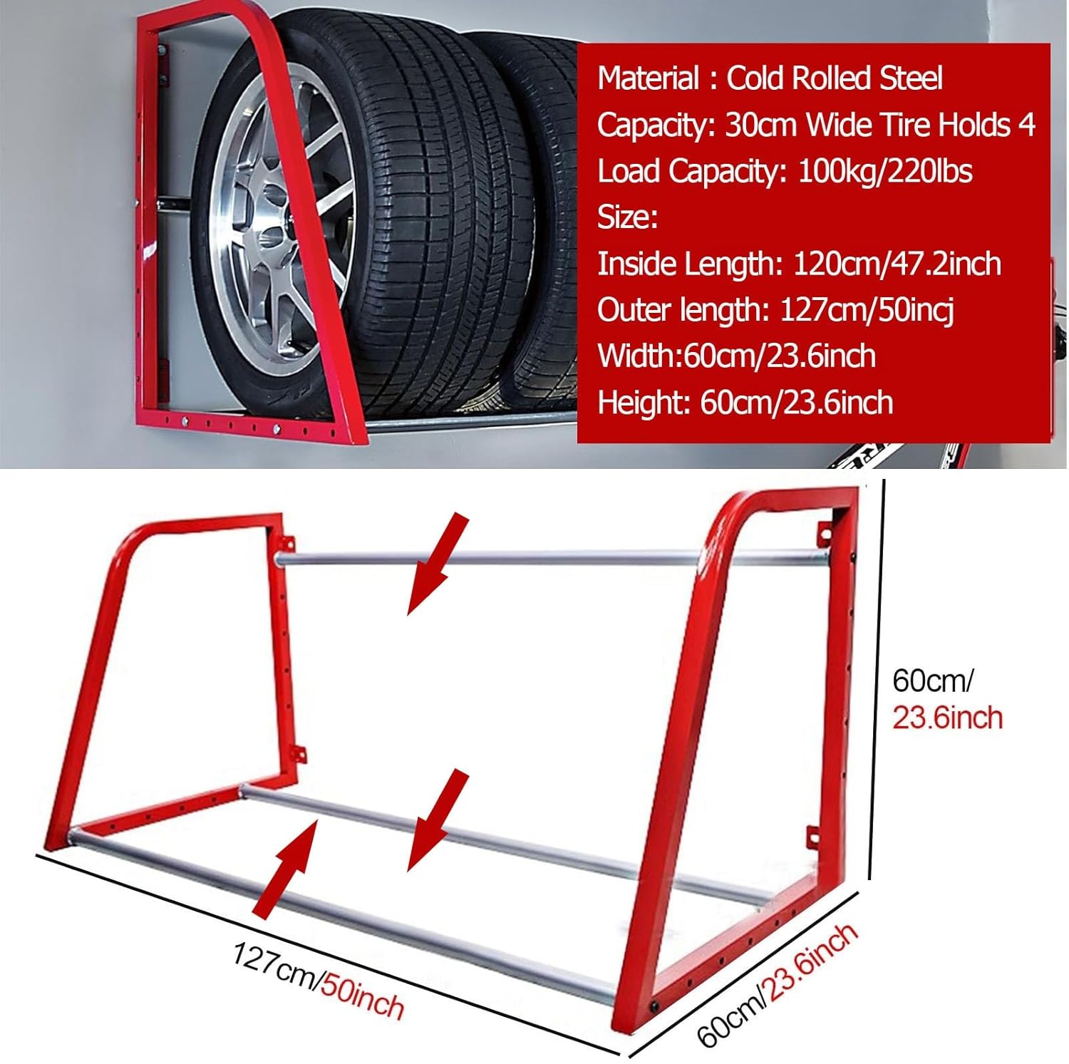 BRAND, CATEGORY, JYDQM, STORAGE RACKS, Tire Rack Storage Holder Heavy Duty Tire Rack Wall Mount, Garage Spare Tire Carrier/Winter Tires Storage Holder, Indoor/Outdoor Shelving for Home Warehouse Repair Shop, Easy to Install