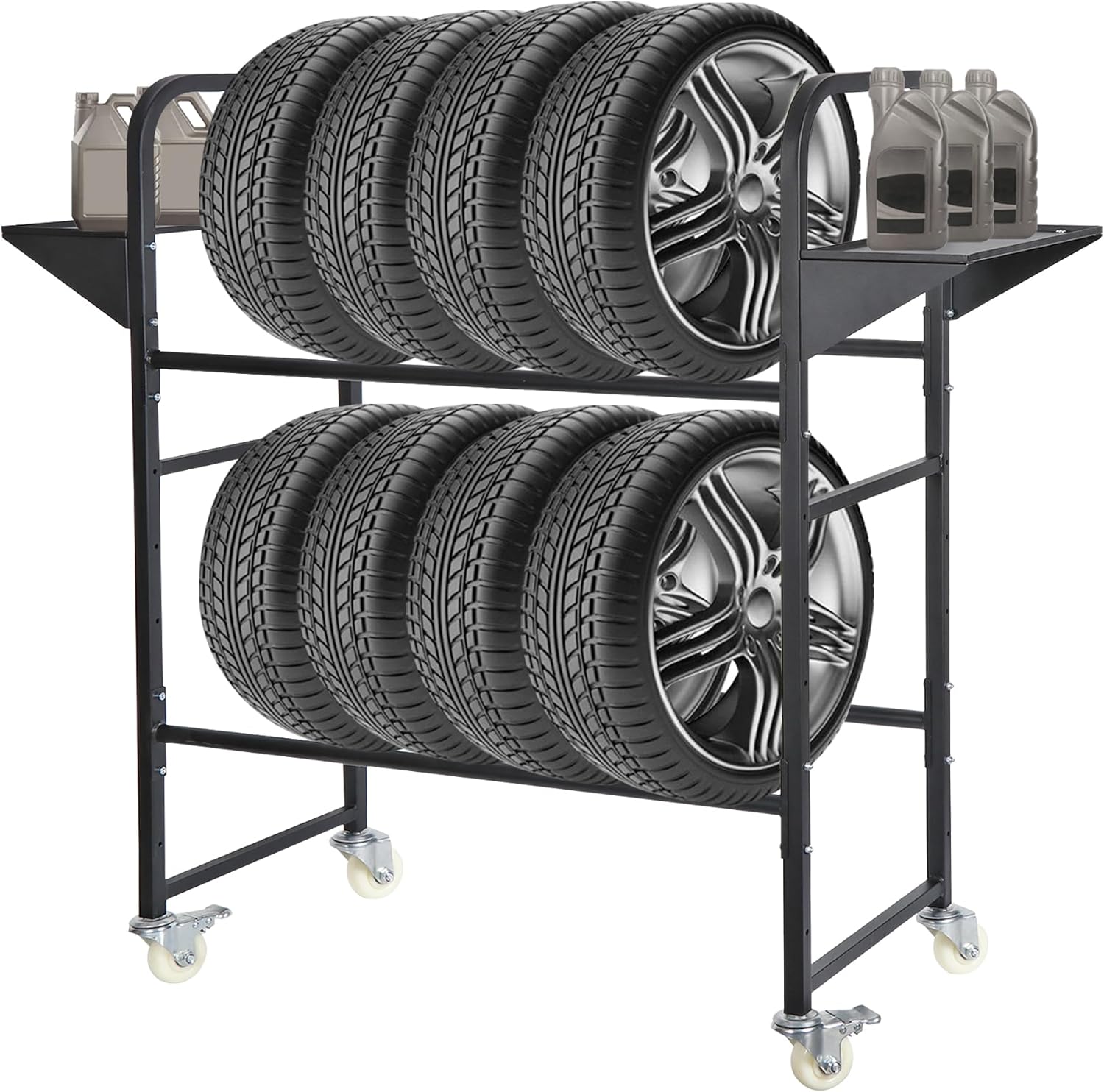 BRAND, CATEGORY, NEOREXON, STORAGE RACKS, Tire Storage Rack 44" x 44" x 18", Rolling Tire Rack Adjustable, Tire Rack for Garage Black with 4 Casters for Garage Storage