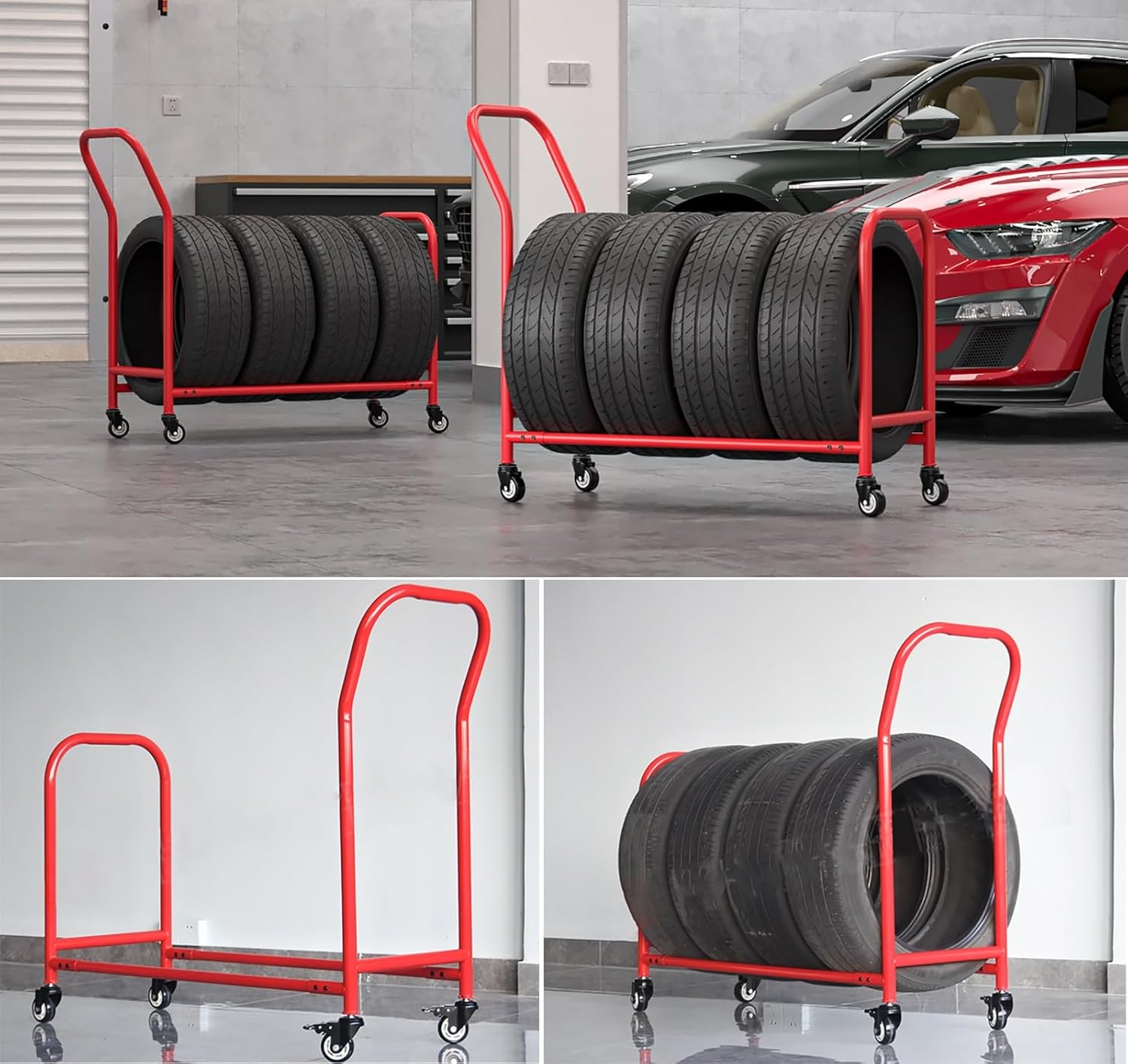 BRAND, CATEGORY, JYDQM, STORAGE RACKS, Tire Storage Rack for Garage, Movable Large Rolling Tire Racks Stands, Shop Home Garage Tire Storage Holder with 4 Wheels, Heavy Duty Tire Organizer Stand, with Hands