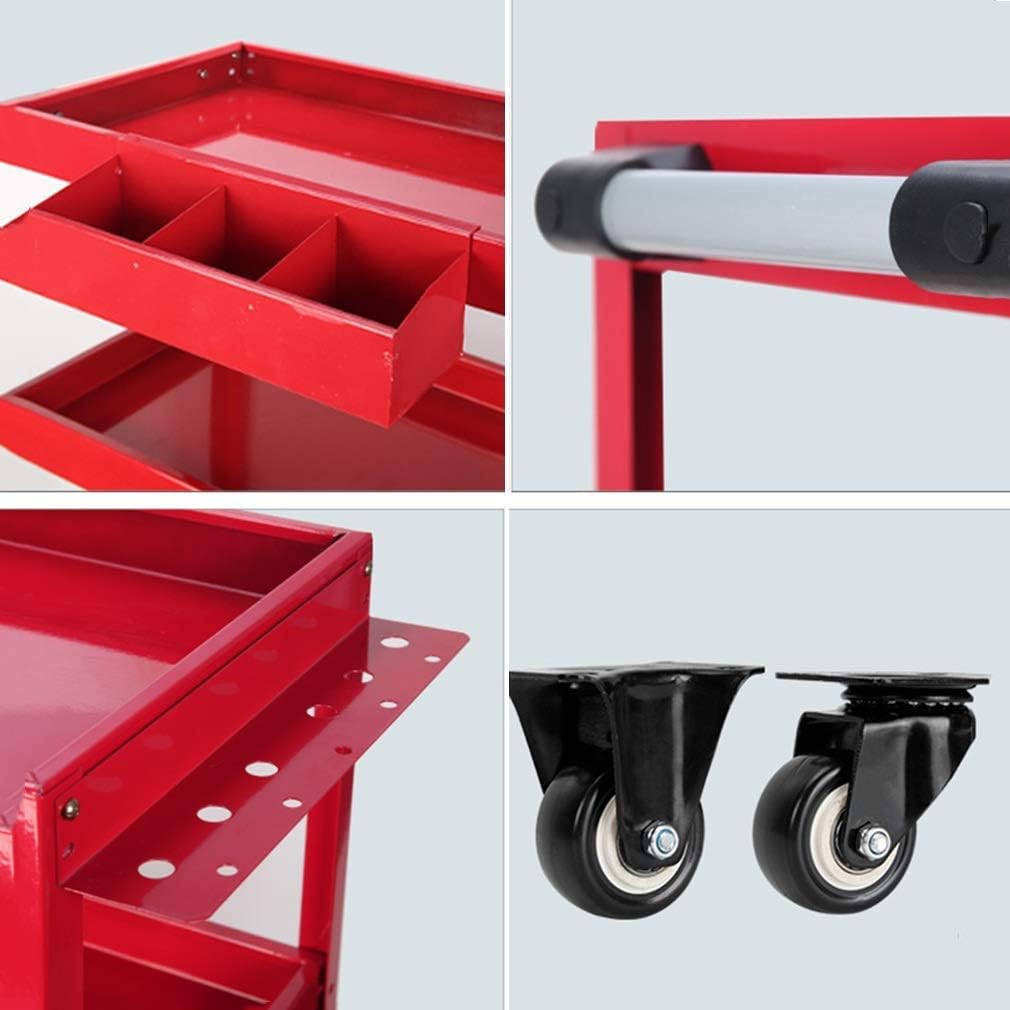 BRAND, CATEGORY, STORAGE RACKS, XNXWDZ, Tool Cart 3-Layer Thickened Small Easy to Move Load-Bearing 100KG Maintenance Rack, Suitable for Warehouses, Workshops (Red A)