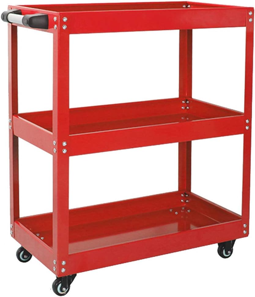 BRAND, CATEGORY, STORAGE RACKS, XNXWDZ, Tool Cart 3-Layer Thickened Small Easy to Move Load-Bearing 100KG Maintenance Rack, Suitable for Warehouses, Workshops (Red A)