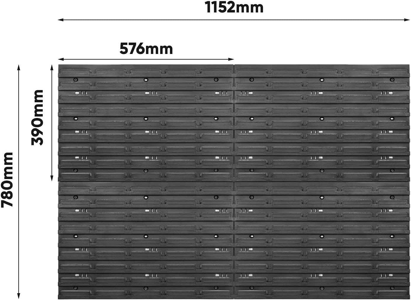 BRAND, CATEGORY, GARAGE STORAGE, PAFEN, Tool Wall with Stacking Boxes - 1152 x 780 mm - Storage System Set Tool Holders and 20 Pieces Box - Wall Shelf Workshop Shelf Perforated Wall Storage Boxes