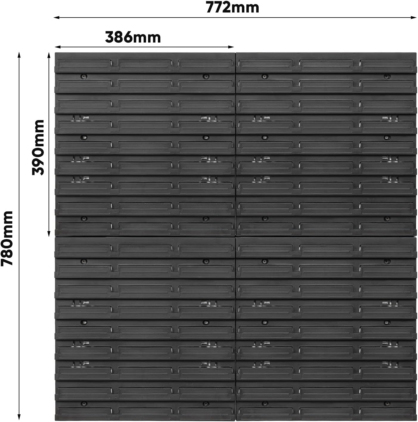 BRAND, CATEGORY, PAFEN, STORAGE RACKS, Tool Wall with Stacking Boxes - 772 x 780 mm - Storage System Set Tool Holders and 18 Pieces Box - Wall Shelf Workshop Shelf Perforated Wall Shelf Storage Boxes