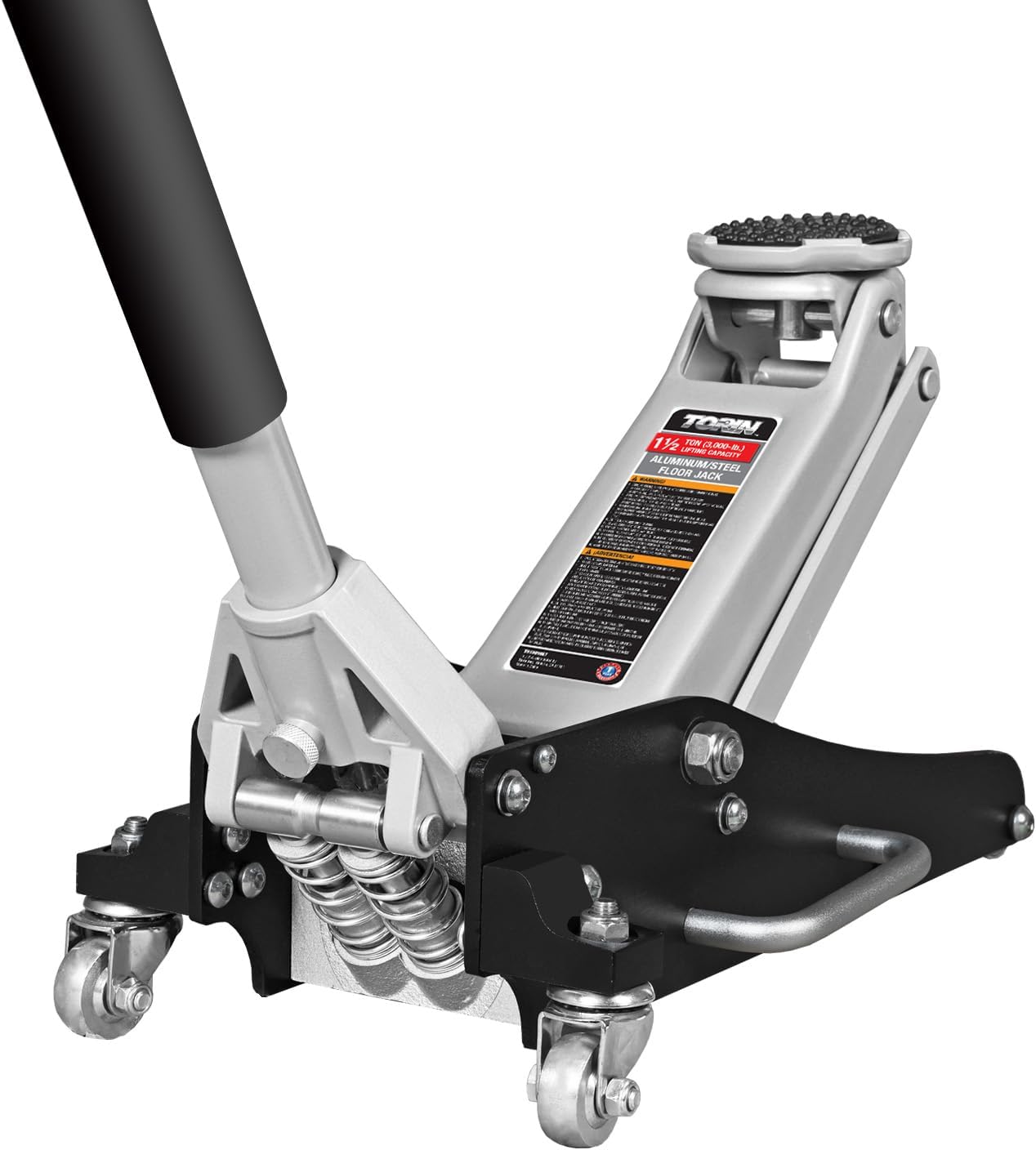 BRAND, CATEGORY, FLOOR JACKS, TORIN, Torin AT815016LP-1 Aluminum and Steel Racing Floor Jack: Quick 6-Pump Lift to 14-1/8", 3.8" Tray Diameter, 360° Swivel Casters, Ideal for Racing & Auto Garages, 1.5 Ton (3,000 lb) Capacity, Pink