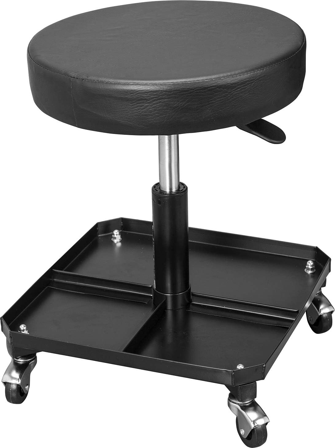 BRAND, CATEGORY, CREEPERS, TORIN, Torin ATR6350B Rolling Pneumatic Creeper Garage/Shop Seat: Padded Adjustable Mechanic Stool with Tool Tray Storage, Black