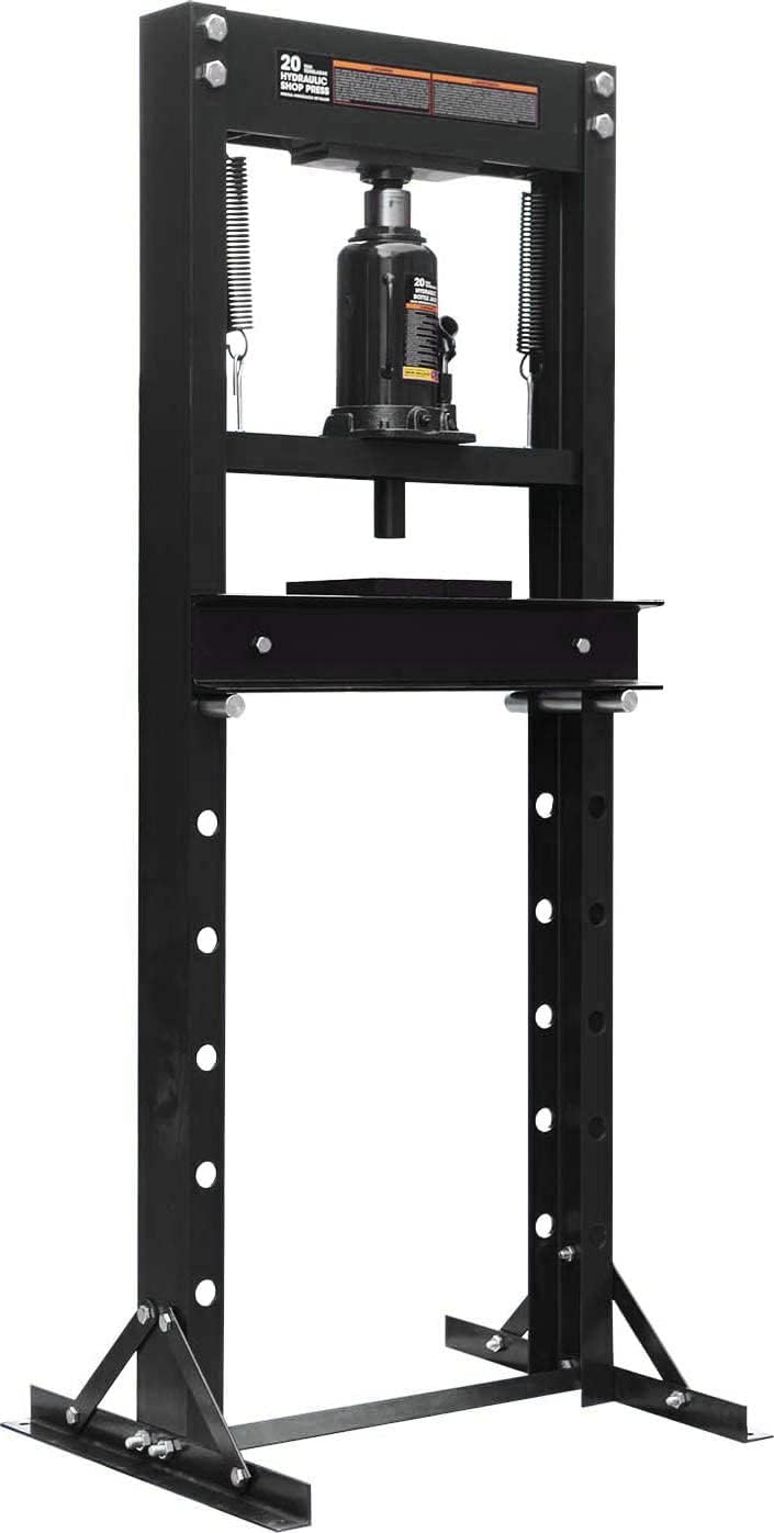 BRAND, CATEGORY, FLOOR JACKS, TORIN, Torin ATY20011B Steel H-Frame Hydraulic Garage/Shop Floor Press with Stamping Plates, 20 Ton (40,000 lb) Capacity, Black