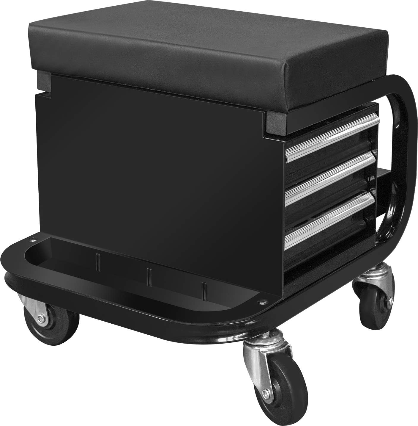 BRAND, CATEGORY, CREEPERS, TORIN, Torin TR6100W BlackJack Rolling Creeper Garage/Shop Seat: Padded Mechanic Stool with Tool Tray Storage, Black