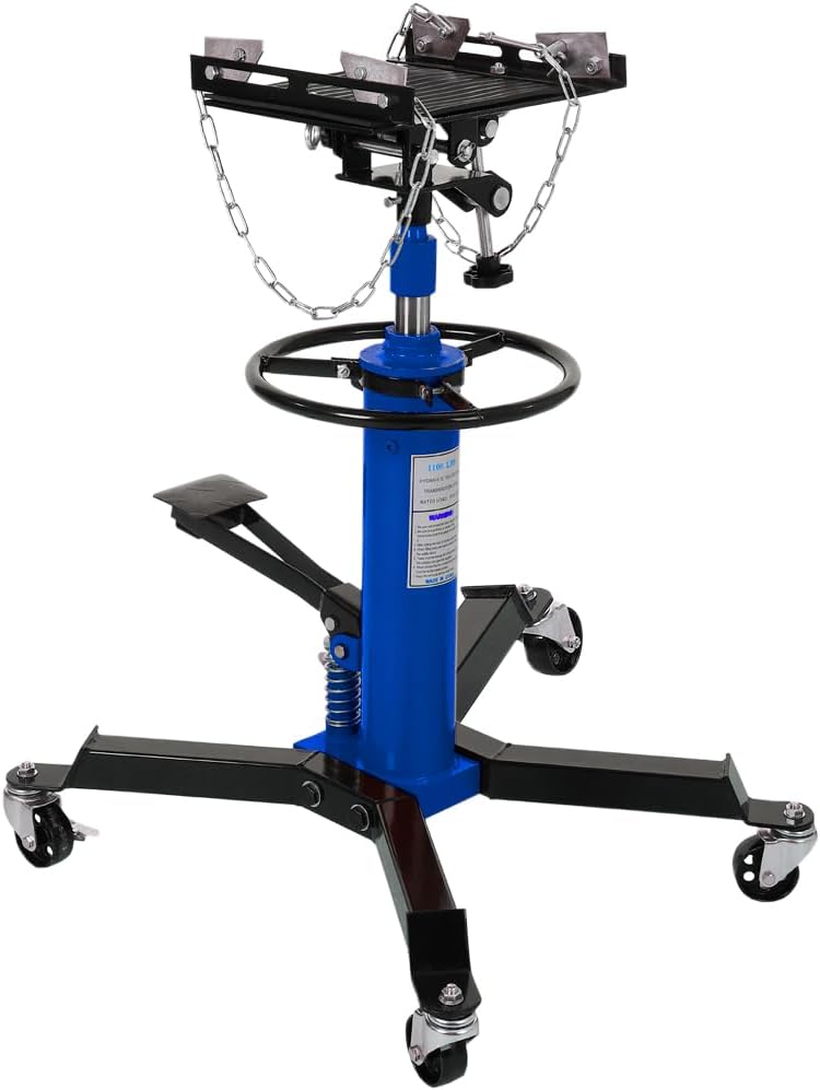 BRAND, CATEGORY, GARVEE, TRANSMISSION JACKS, Transmission Jack, 0.6Ton/1322lbs Hydraulic Telescopic Transmission Jack, 2-Stage Floor-Standing Transmission Jack, with Foot Pedal, 360° Swivel Wheel, Garage/Workshop/Car Lift, Blue