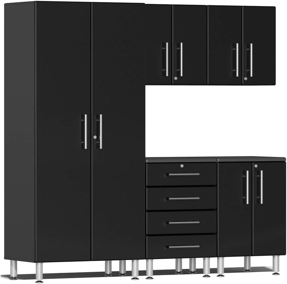 BRAND, CABINETS & STORAGE SYSTEMS, CATEGORY, ULTI-MATE, Ulti-MATE UG22050B 5-Piece Garage Cabinet Kit in Midnight Black Metallic