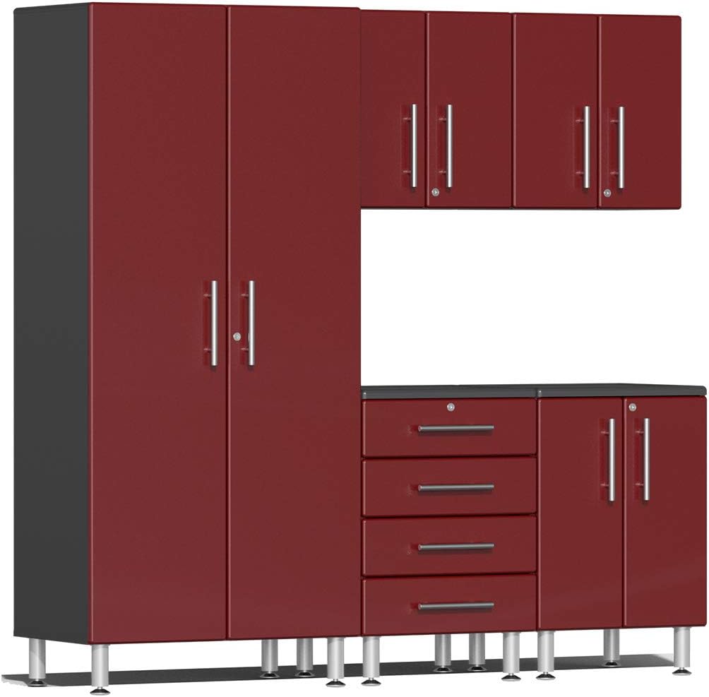 BRAND, CABINETS & STORAGE SYSTEMS, CATEGORY, ULTI-MATE, Ulti-MATE UG22050R 5-Piece Garage Cabinet Kit in Ruby Red Metallic