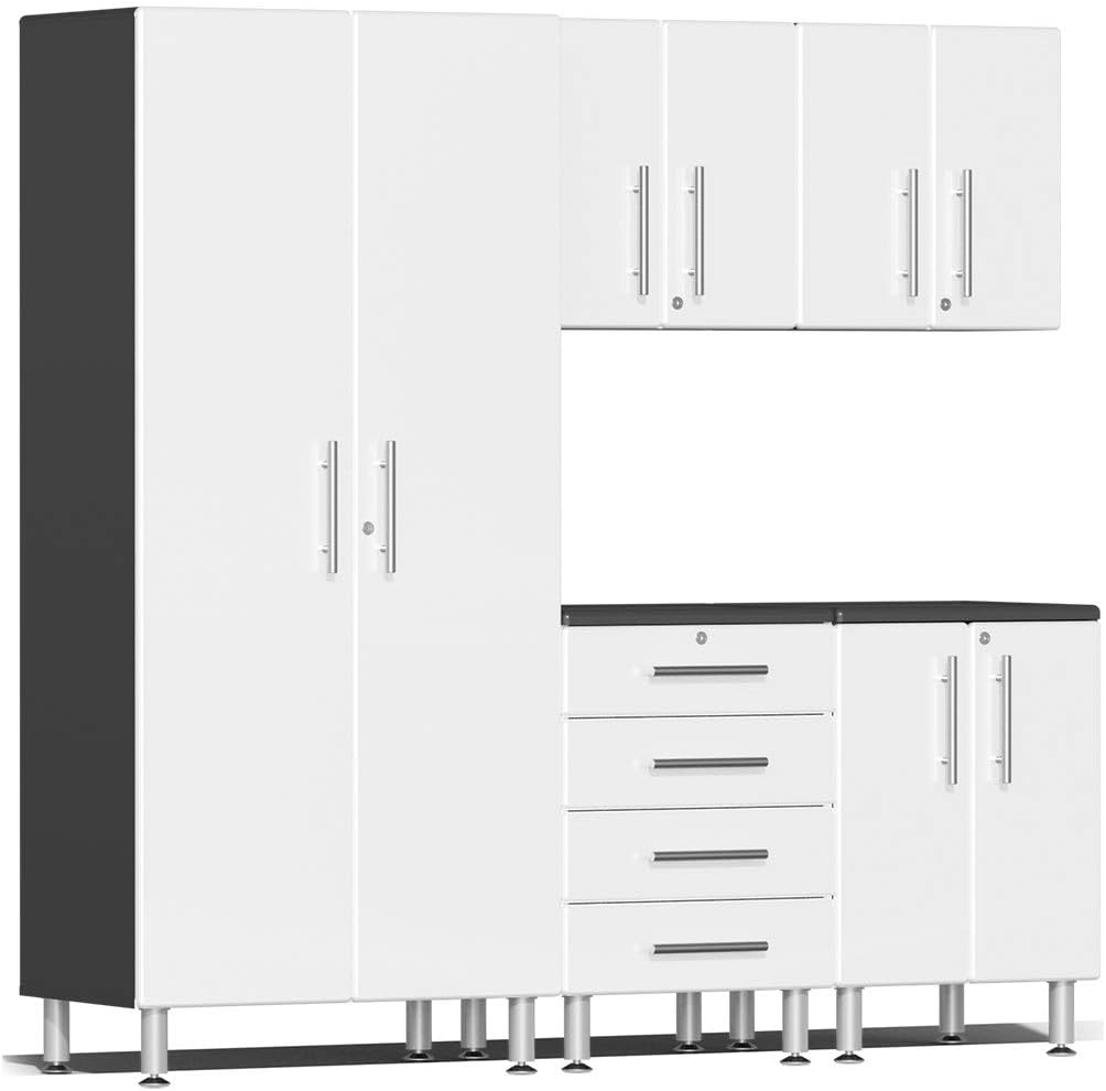 BRAND, CABINETS & STORAGE SYSTEMS, CATEGORY, ULTI-MATE, Ulti-MATE UG22050W 5-Piece Garage Cabinet Kit in Starfire White Metallic