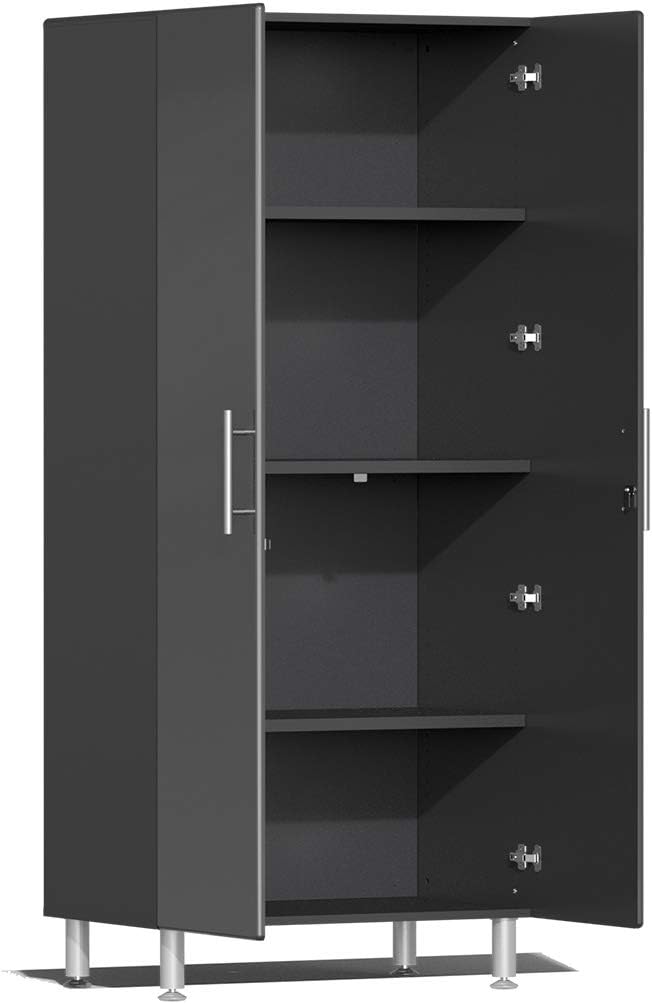 BRAND, CABINETS & STORAGE SYSTEMS, CATEGORY, ULTI-MATE, Ulti-MATE UG22091G 9-Piece Garage Cabinet Kit with Channeled Worktop in Graphite Grey Metallic