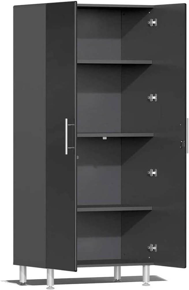 BRAND, CABINETS & STORAGE SYSTEMS, CATEGORY, ULTI-MATE, Ulti-MATE UG22082B 8-Piece Garage Cabinet Kit with Bamboo Worktop in Midnight Black Metallic