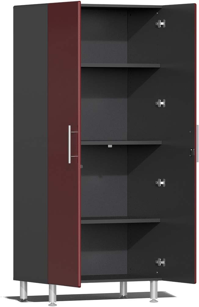 BRAND, CABINETS & STORAGE SYSTEMS, CATEGORY, ULTI-MATE, Ulti-MATE UG22091R 9-Piece Garage Cabinet Kit with Channeled Worktop in Ruby Red Metallic