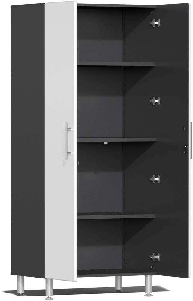 BRAND, CABINETS & STORAGE SYSTEMS, CATEGORY, ULTI-MATE, Ulti-MATE UG23101W 10-Piece Garage Cabinet Kit with Channeled Worktop in Starfire White Metallic