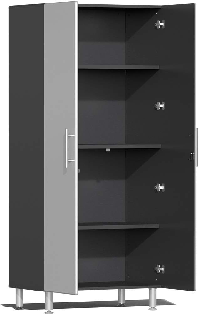 BRAND, CABINETS & STORAGE SYSTEMS, CATEGORY, ULTI-MATE, Ulti-MATE UG22111S 11-Piece Garage Cabinet Kit with Channeled Worktop in Stardust Silver Metallic