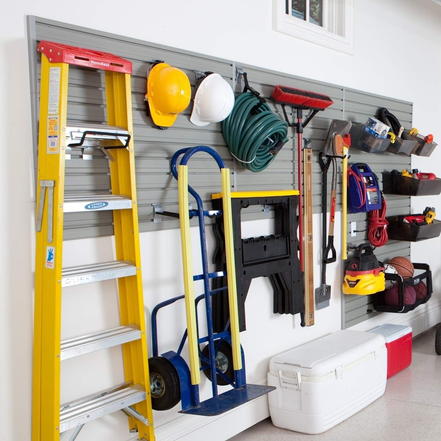 BRAND, CATEGORY, STORAGE RACKS, UNKNOWN1, Unknown1 48-Foot Garage and Hardware Storage System with Accessories Silver Abs Mounted