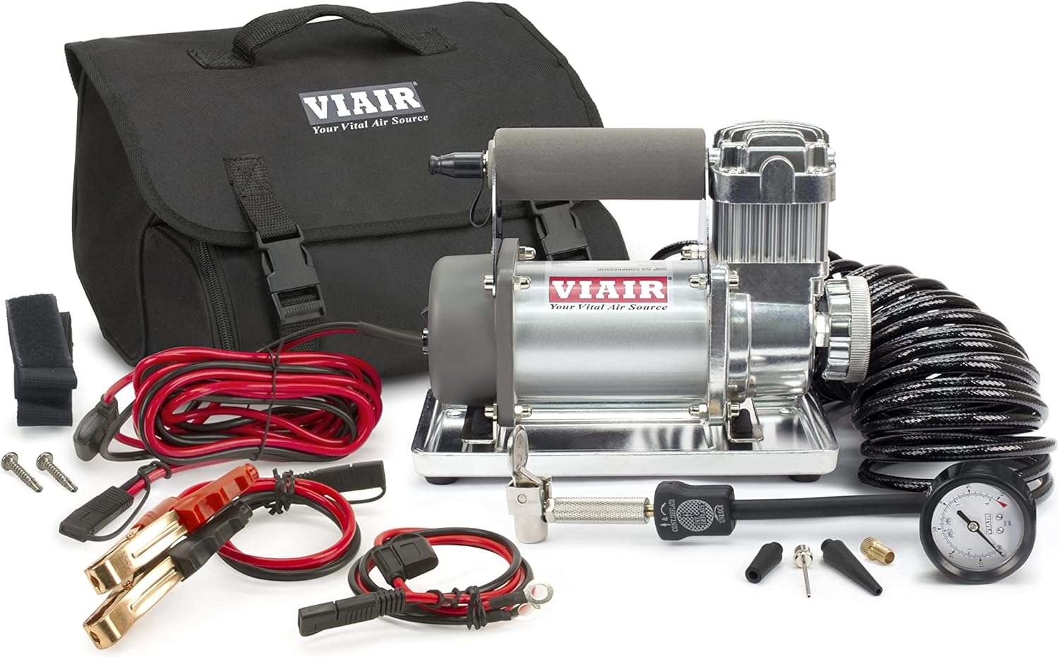 AIR COMPRESSORS & INFLATORS, BRAND, CATEGORY, VIAIR, VIAIR 300P - 30033 Tire Inflator Portable Offroad Air Compressor for Truck & SUV | 12V On/Off Road Tire Pump Air Compressor Portable Heavy Duty 150 PSI, up to 33" Tires, 2.30 CFM, Alligator Clips