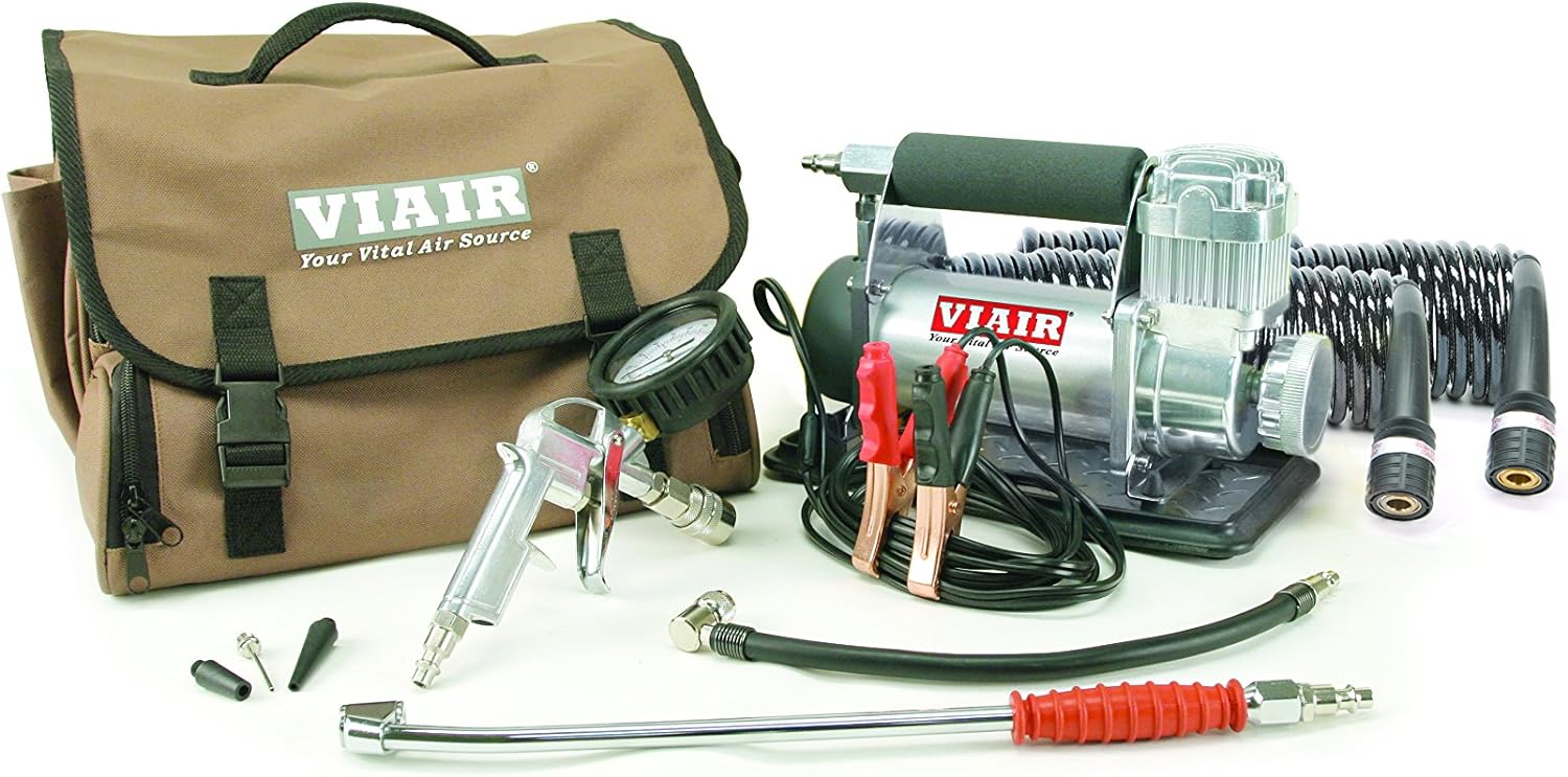 AIR COMPRESSORS & INFLATORS, BRAND, CATEGORY, VIAIR, VIAIR 400P-RV - 40047 Tire Inflator Portable Air Compressor with RV Inflation Gun, 90 Degree Chuck | 12V Tire Pump Air Compressor Portable Heavy Duty 150 PSI, up to Class C Tires, Alligator Clips