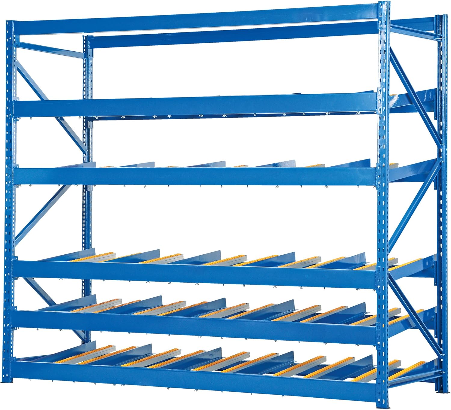 BRAND, CATEGORY, SHELVES, VESTIL, Vestil FLOW-3-5 Carton Flow Rack with Gravity Fed Rollers, 5 Flow Levels, 84" Height, 36" Depth