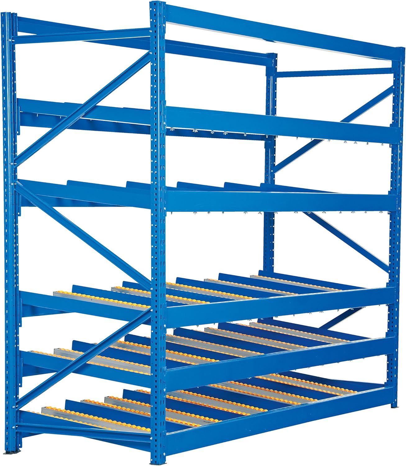 BRAND, CATEGORY, SHELVES, VESTIL, Vestil FLOW-3-5 Carton Flow Rack with Gravity Fed Rollers, 5 Flow Levels, 84" Height, 36" Depth