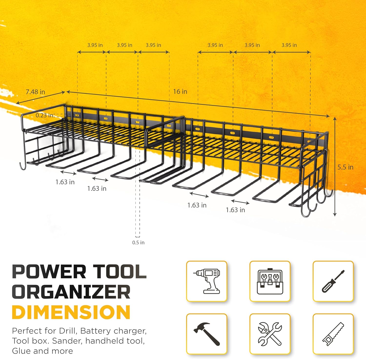 BRAND, CATEGORY, STORAGE RACKS, VOLTIGRIP, Voltgrip Power Tool Organizer Wall Mount- Heavy-Duty 2-Layers Pack of 2 Tool Organizers and Storage for Garage and Workshop –4 Power Tool Holder, Drill Organizer & Power Tool Storage