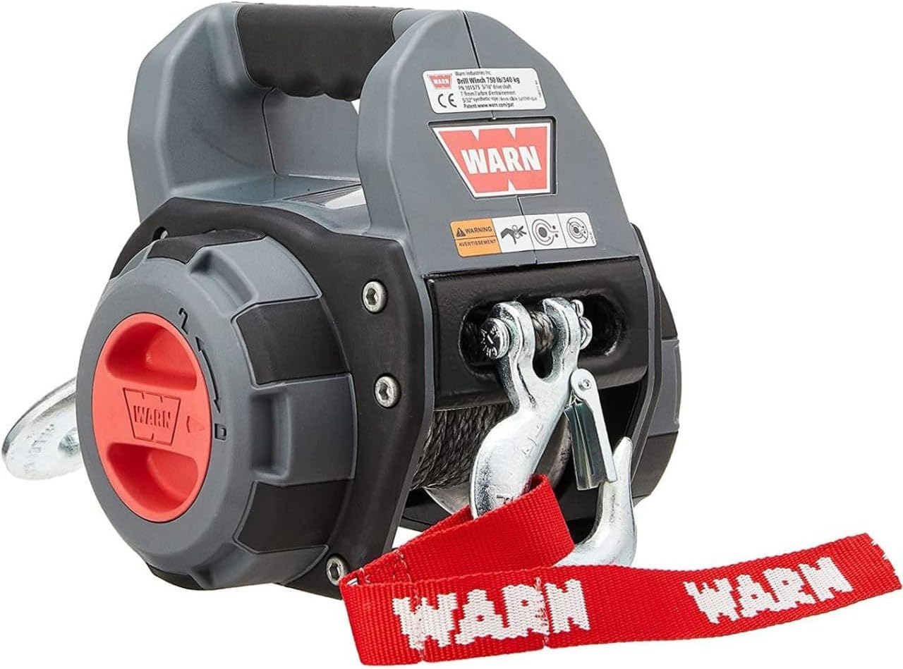 BRAND, CATEGORY, WARN, WINCHES, WARN 101570 Handheld Portable Drill Winch with 40 Foot Steel Wire Rope: 750 lb Pulling Capacity , Gray