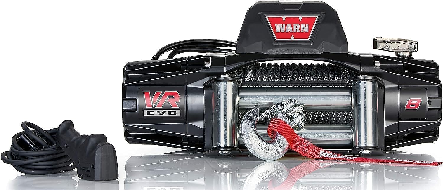 BRAND, CATEGORY, WARN, WINCHES, WARN 103250 VR EVO 8 Electric 12V DC Winch with Steel Cable Wire Rope: 5/16" Diameter x 90' Length, 4 Ton (8,000 lb) Pulling Capacity