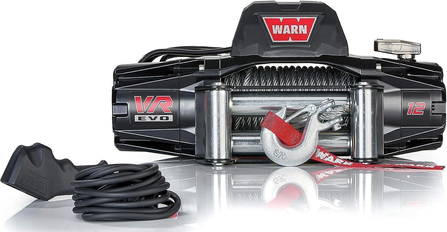 BRAND, CATEGORY, WARN, WINCHES, WARN 103254 VR EVO 12 Electric 12V DC Winch with Steel Cable Wire Rope: 3/8" Diameter x 85' Length, 6 Ton (12,000 lb) Pulling Capacity