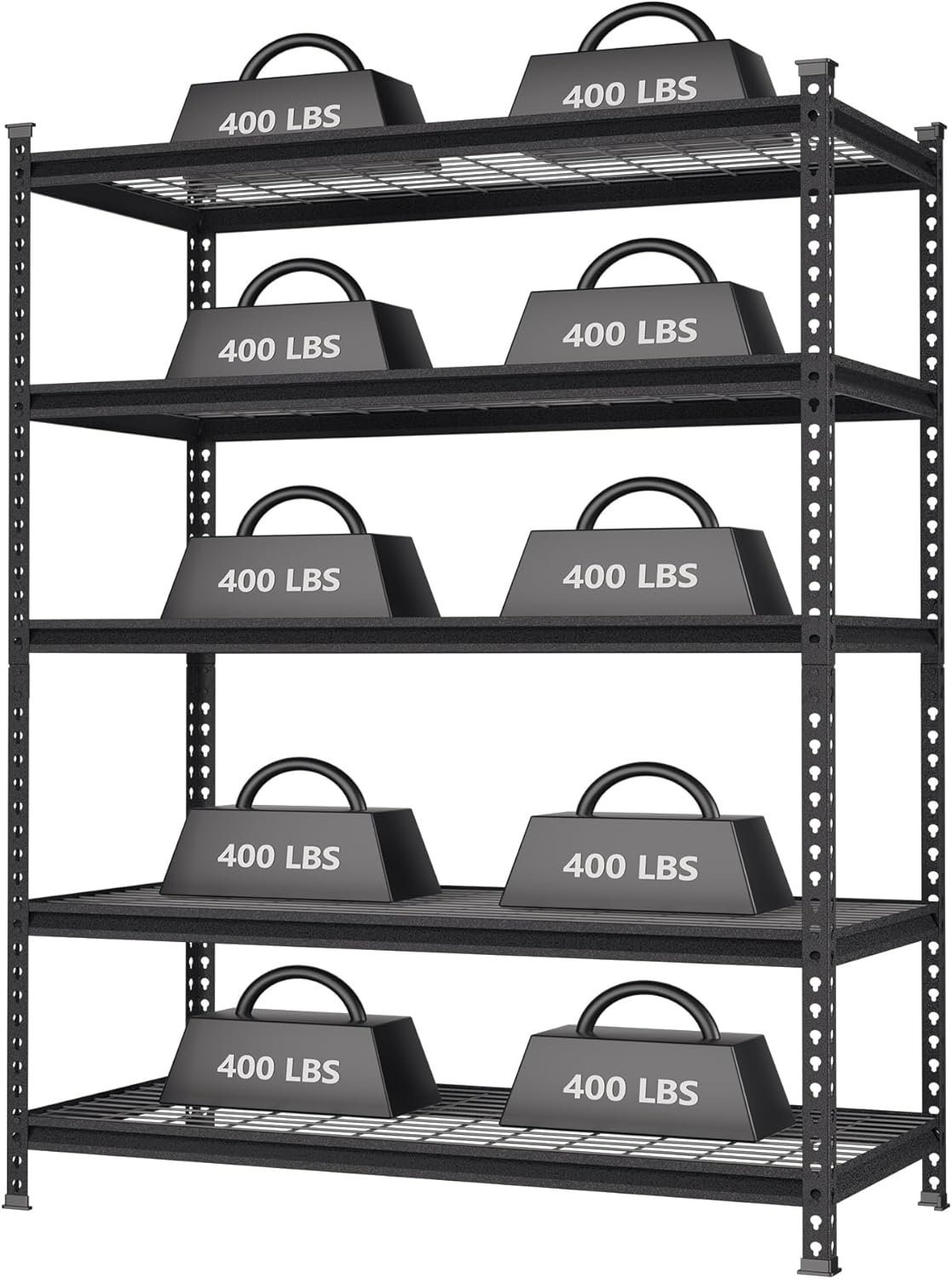 BRAND, CATEGORY, STORAGE RACKS, WORKPRO, WORKPRO 5-Tier Metal Storage Shelving Unit, 36”W x 18”D x 72”H, Adjustable Storage Rack Heavy Duty Shelf, 4000 lbs Load Capacity (Total), for Garage, Kitchen, Bathroom, Warehouse, Black/Silver