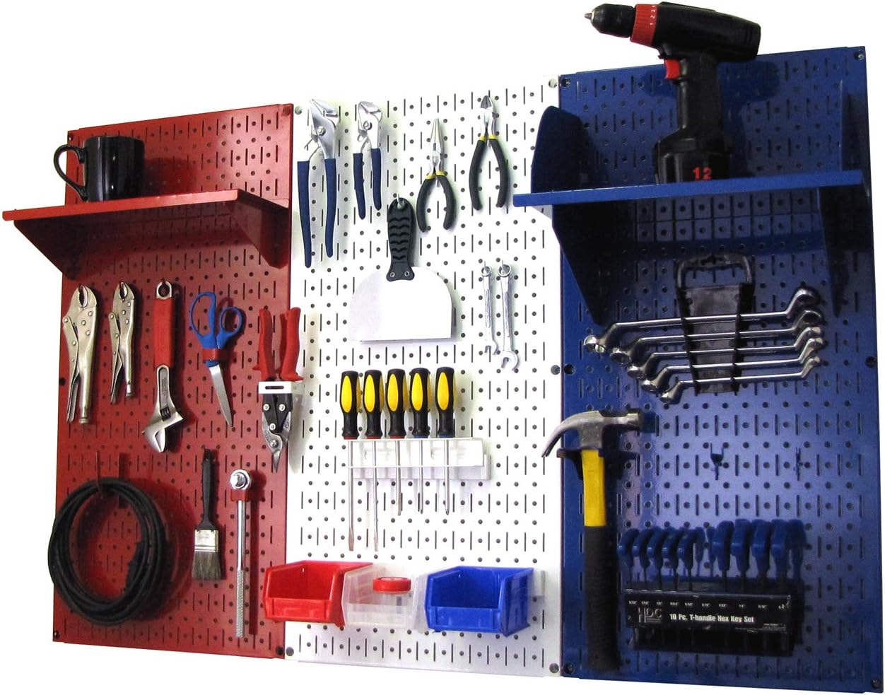 BRAND, CABINETS & STORAGE SYSTEMS, CATEGORY, WALL CONTROL, Wall Control Patriot Pegboard Organizer American Made 4ft Metal Pegboard Tool Storage Kit Made in The USA