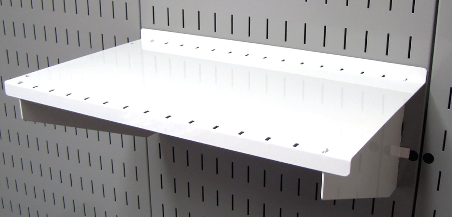 BRAND, CATEGORY, STORAGE RACKS, WALL CONTROL, Wall Control Pegboard Shelf 9in Deep Pegboard Shelf Assembly for Wall Control Pegboard and Slotted Tool Board – White