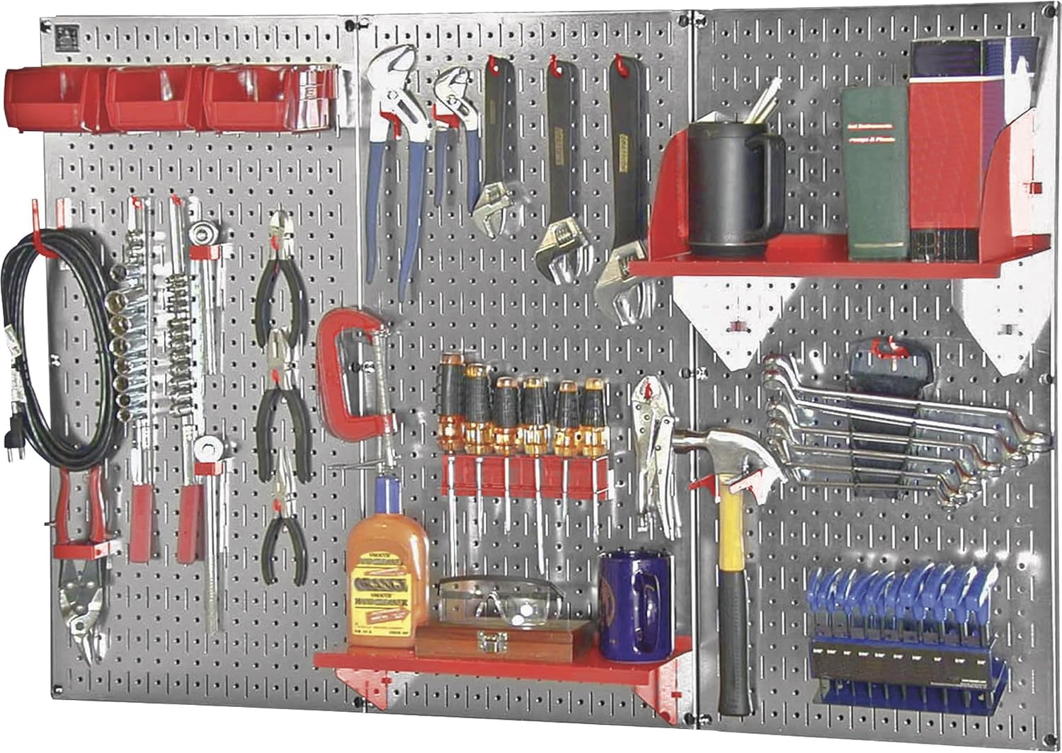 BRAND, CABINETS & STORAGE SYSTEMS, CATEGORY, WALL CONTROL, Wall Control Slotted Pegboard Industrial Workstation Accessory Kit - Red, Model Number 35-K-WRKRD