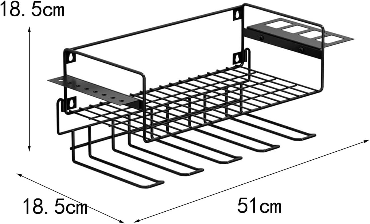 BAOBLAZE, BRAND, CATEGORY, STORAGE RACKS, Wall Mount Cordless Drill Tool Storage Rack 20x7.2x7.2inch with 5 Slots Accessory Carbon Steel for Garage Tool Shelf