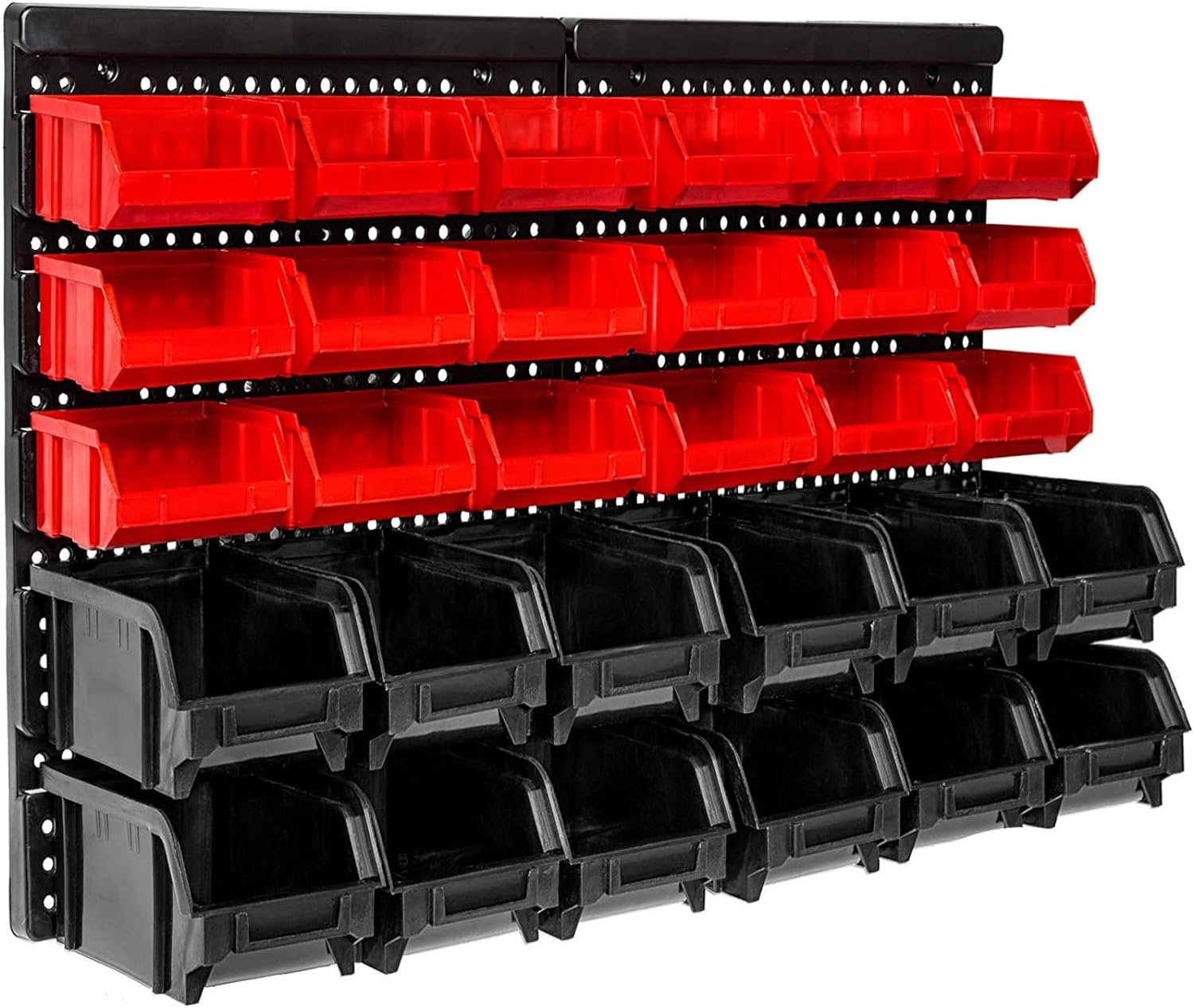 BRAND, CATEGORY, STORAGE RACKS, WISION, Wall Mounted Storage Bins, 30 Wall Mount Tool Organizer Bins Plastic Parts Rack Container, Easy Access Compartments For Tools, Hardware, Crafts, Office Supplies And More, Blackred