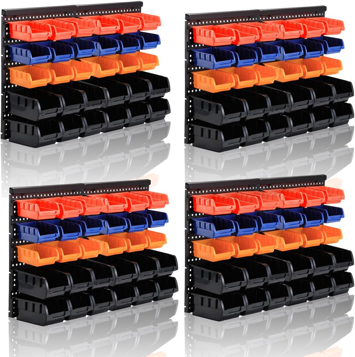 BRAND, CATEGORY, MULSAME, STORAGE RACKS, Wall Mounted Storage Bins Parts Rack 4 Colors 30PCS Bin Organizer Garage Plastic Shop Tool, Garage Organizers and Storage 4pack