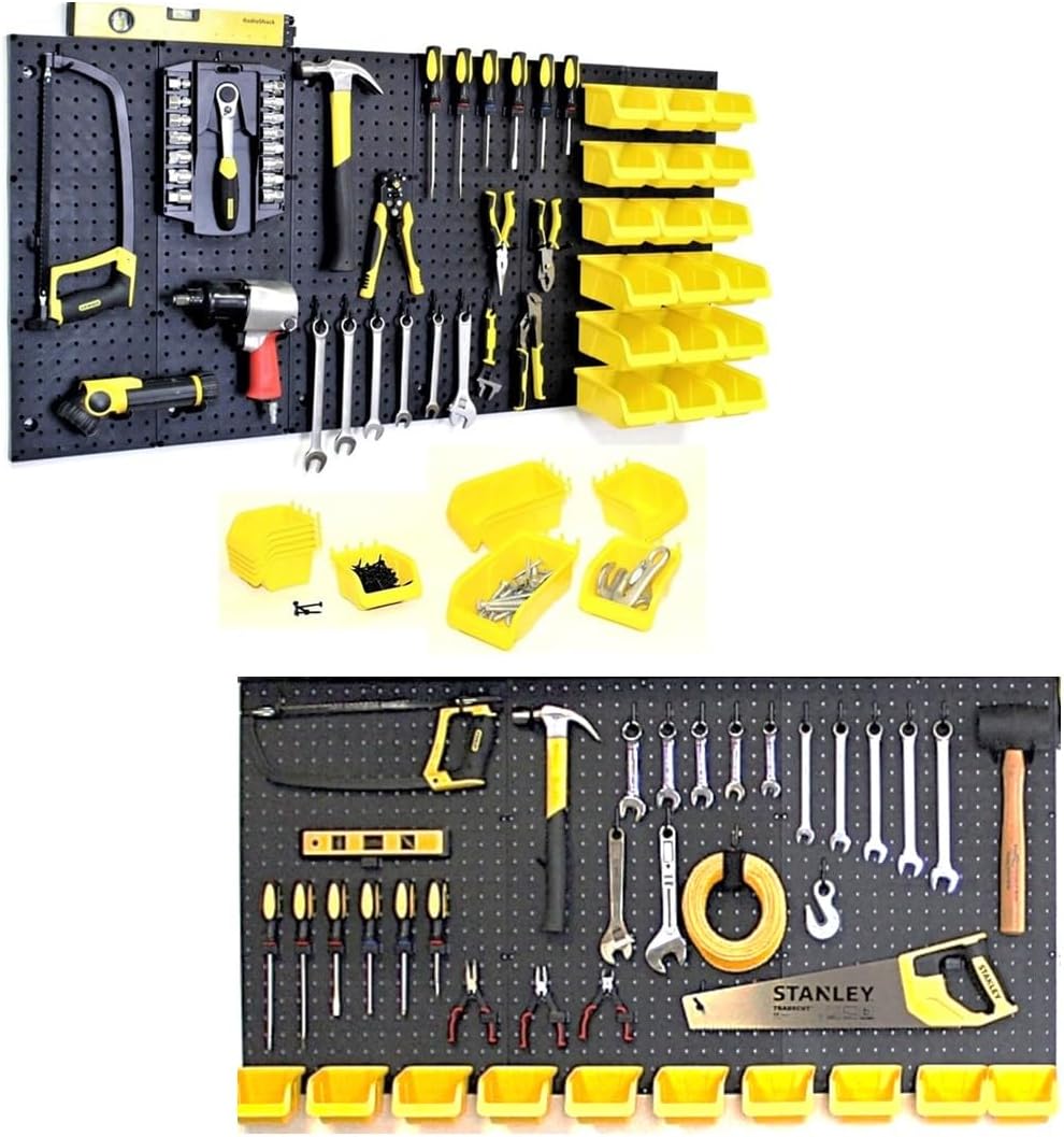 BRAND, CATEGORY, STORAGE RACKS, WALLPEG, WallPeg - Ultimate Garage Organization Solution! 96" Wide Kit (PK 149B) Peg Board Wall Organizer, Garage Shelving, Tool & Garden Tools Storage, Craft Organizer with Locking Pegboard Hooks