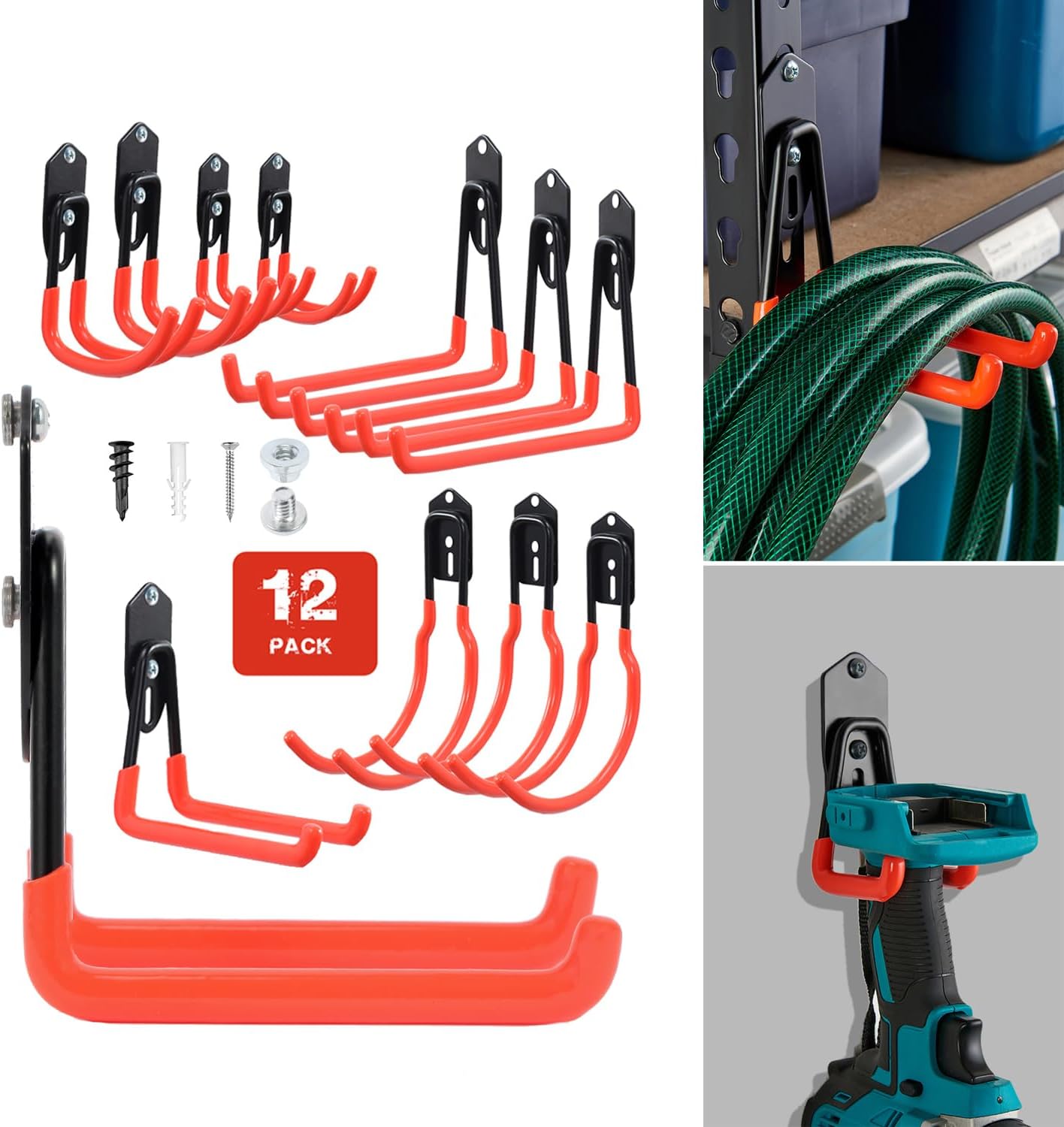 BRAND, CATEGORY, HOOKS, WALLMASTER, Wallmaster Boltless Shelving Hook Organizer Kit,7 Pcs Adjustable Storage Hanging Accessories for 1.5 inch Keyhole Rack,Garage Heavy Duty Tool Storage System