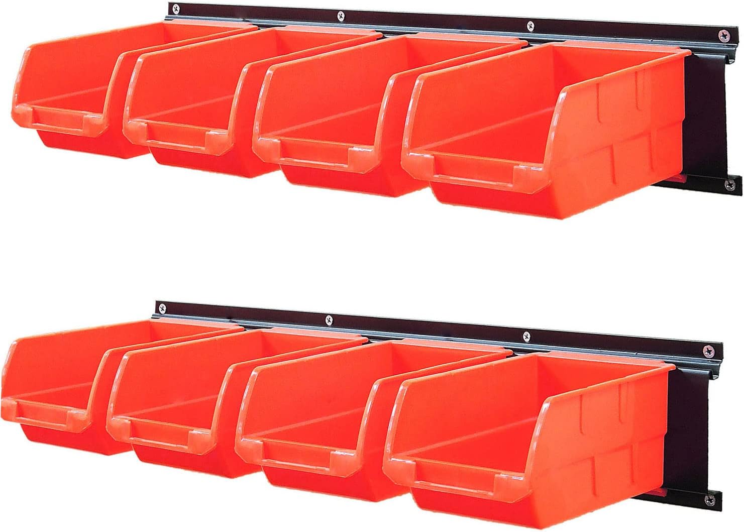 BRAND, CATEGORY, STORAGE RACKS, WALLMASTER, Wallmaster Wall Mounted Storage Bins, Wall Storage Bins Parts Rack 10 Bins&3 Rails Wall Mount Tool Organizer Hardware Storage Organizer (Orange)