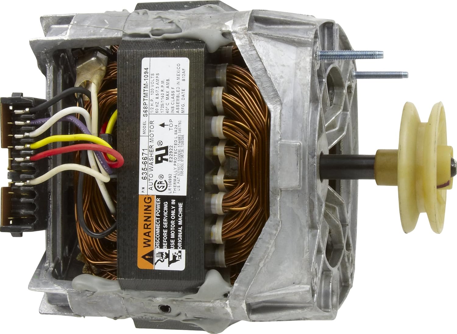 BRAND, CATEGORY, OTHER, WHIRLPOOL, Whirlpool 21001950 Drive Motor with Pulley, 1.5 x 2.5 x 3.5 Inch, Silver