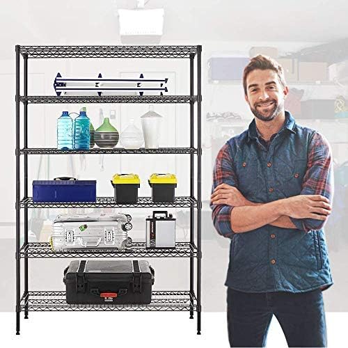 BRAND, CATEGORY, TYYPS, UTILITY SHELVES, Wire Shelving Unit Shelving Rack Shelf 6 Shelf 42" W X16 D X72 H Heavy Duty Height Adjustable for Restaurant Garage Pantry Kitchen Wire Rack NSF - Black